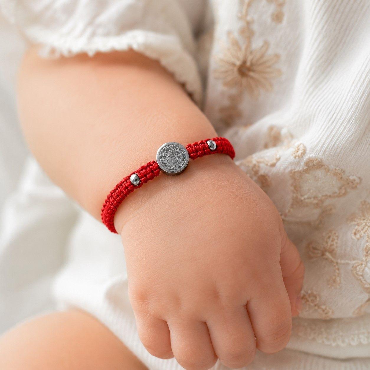 Pulsera Hilo Rojo Baby San Benito Acero Inoxidable-4