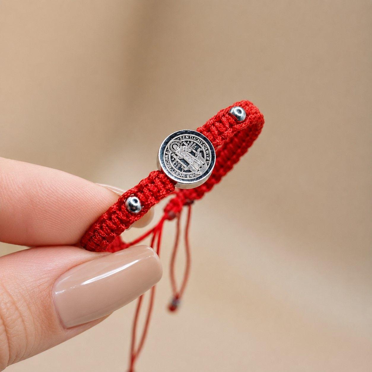 Pulsera Hilo Rojo Baby San Benito Acero Inoxidable-5