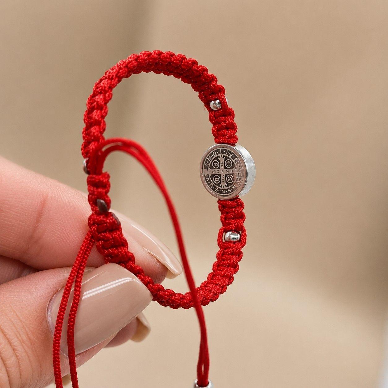 Pulsera Hilo Rojo Baby San Benito Acero Inoxidable-6