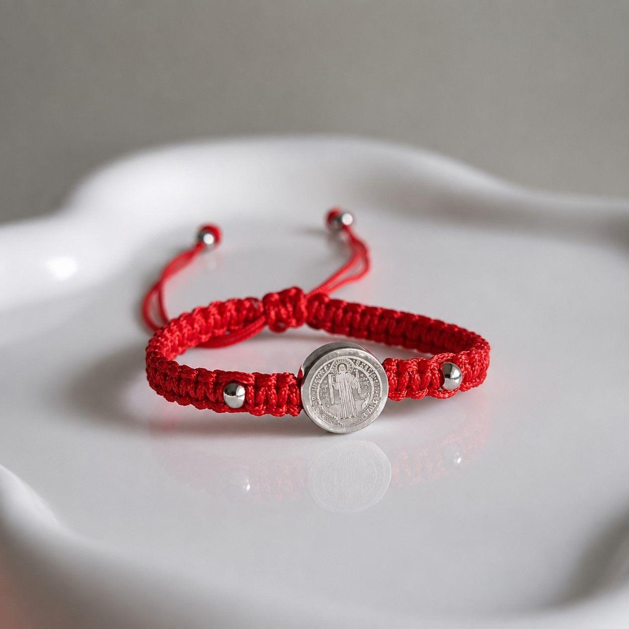 Pulsera Hilo Rojo Baby San Benito Acero Inoxidable-7
