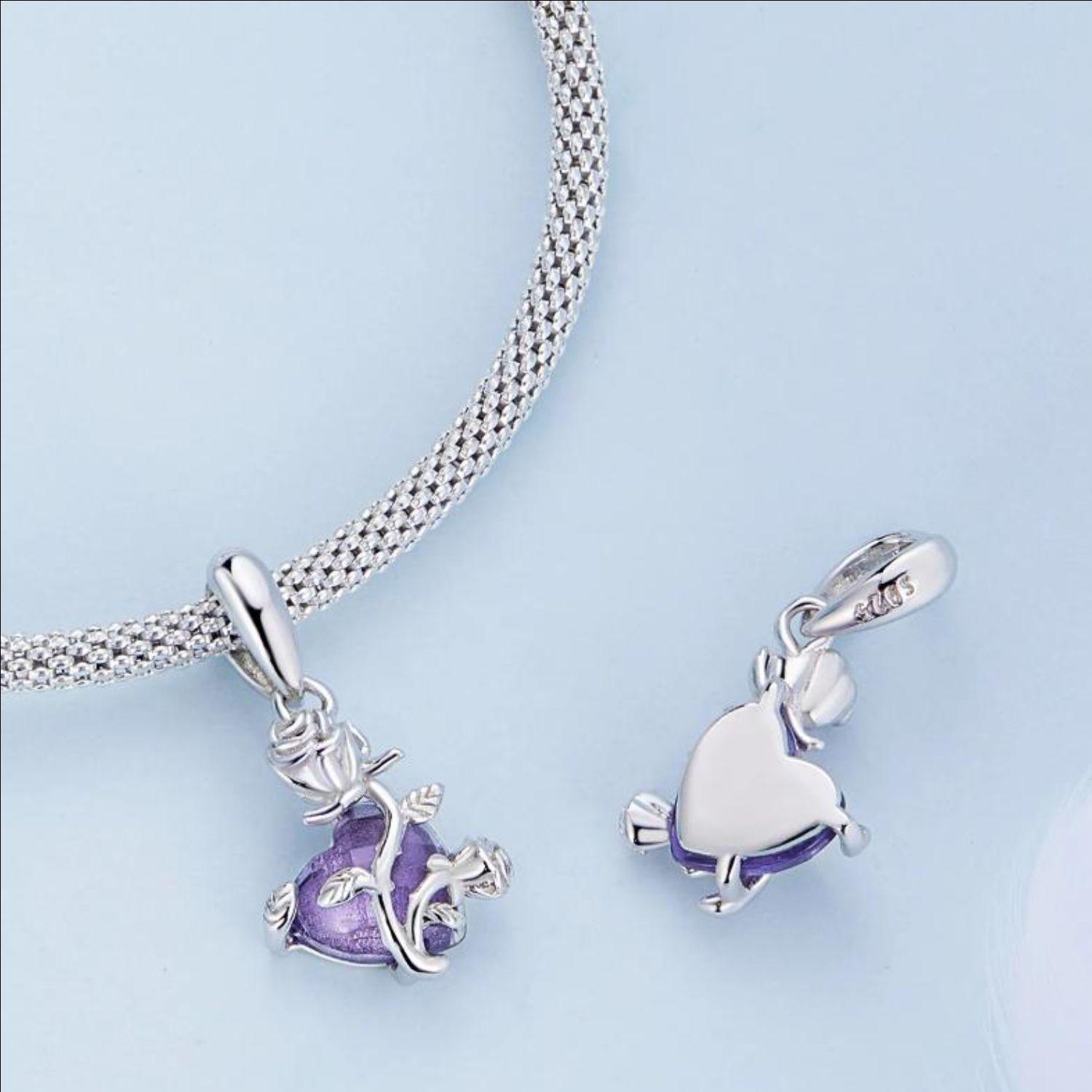 Charm Corazón Morado en Plata 925 -2
