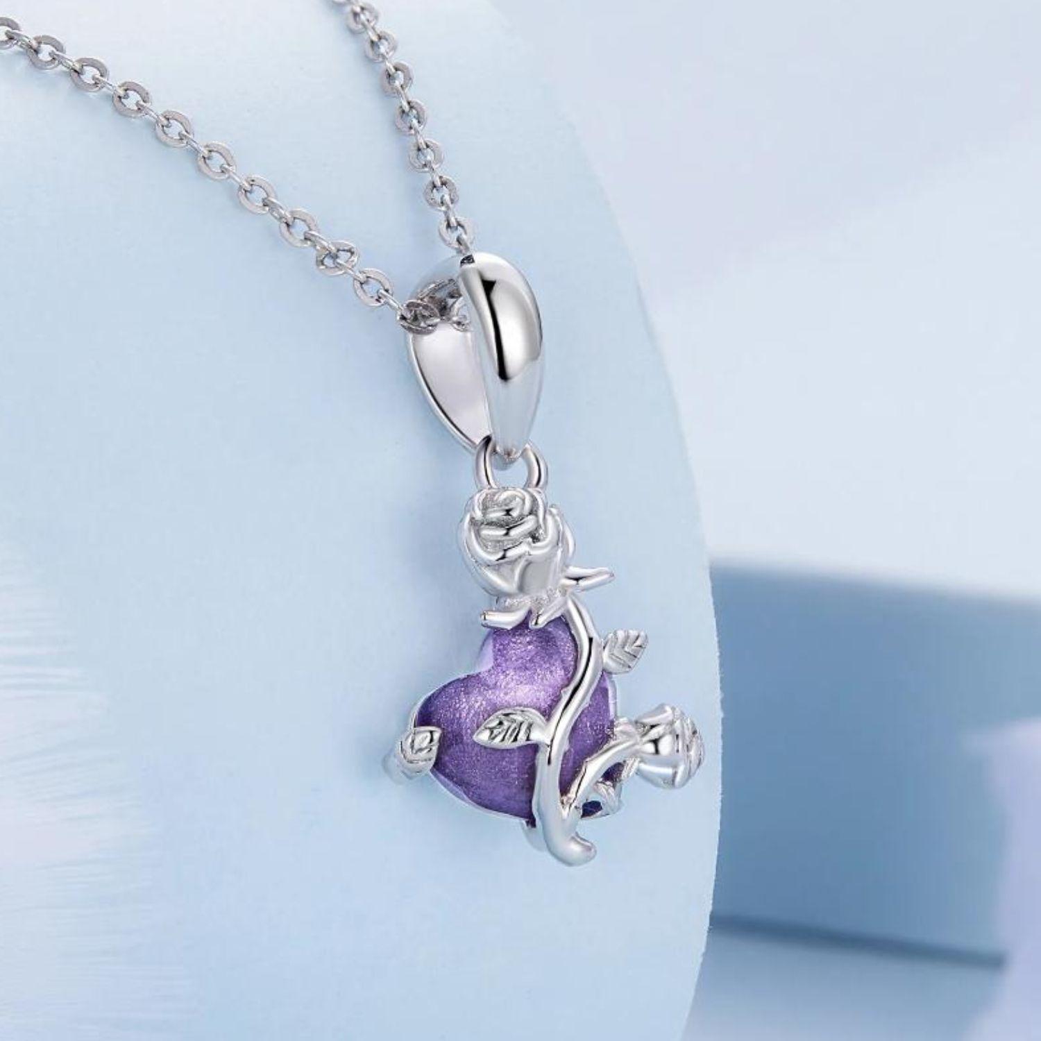 Charm Corazón Morado en Plata 925 -3