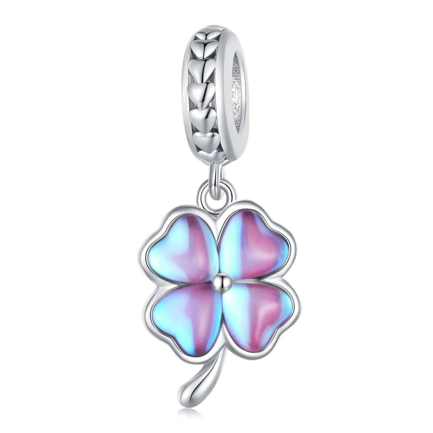 Charm Trébol Morado en Plata 925 -0