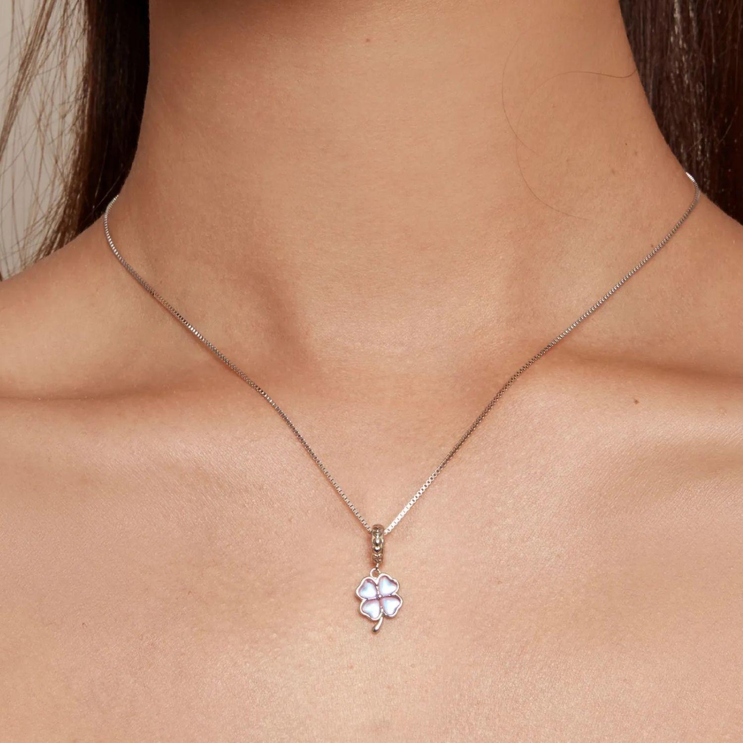 Charm Trébol Morado en Plata 925 -4