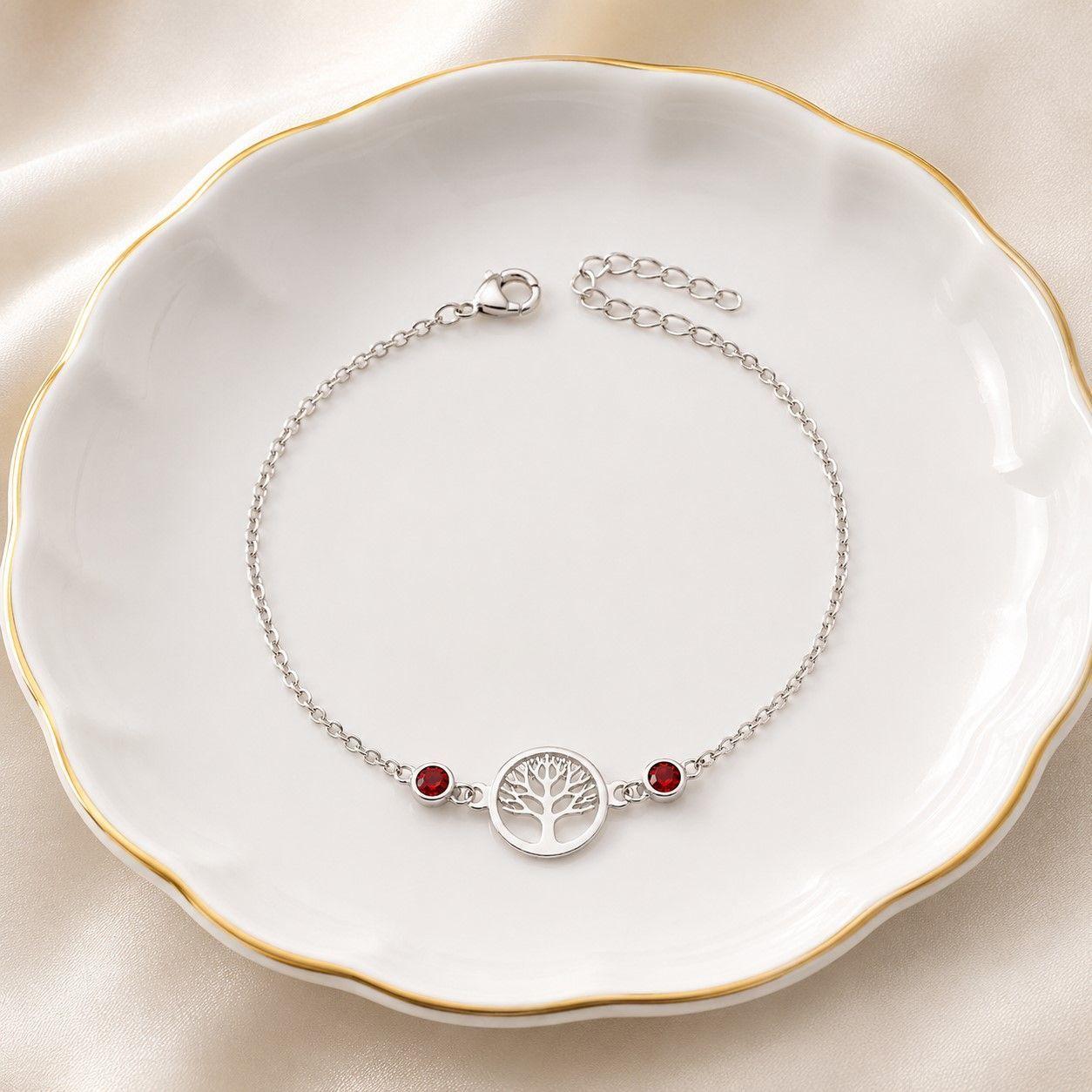 Pulsera Árbol de la Vida Cristales Plata Ley 925-2