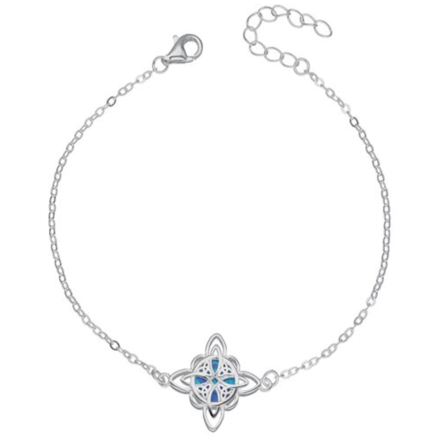 Pulsera en Plata 925 Nudo de Brujas Ópalo Azul -0