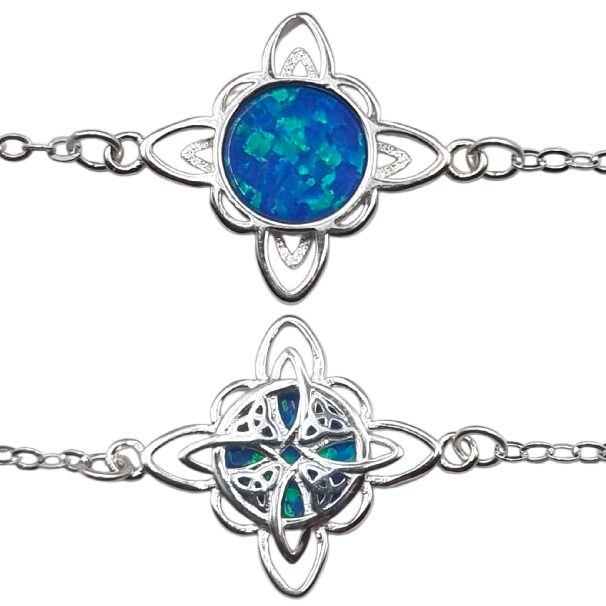 Pulsera en Plata 925 Nudo de Brujas Ópalo Azul -1