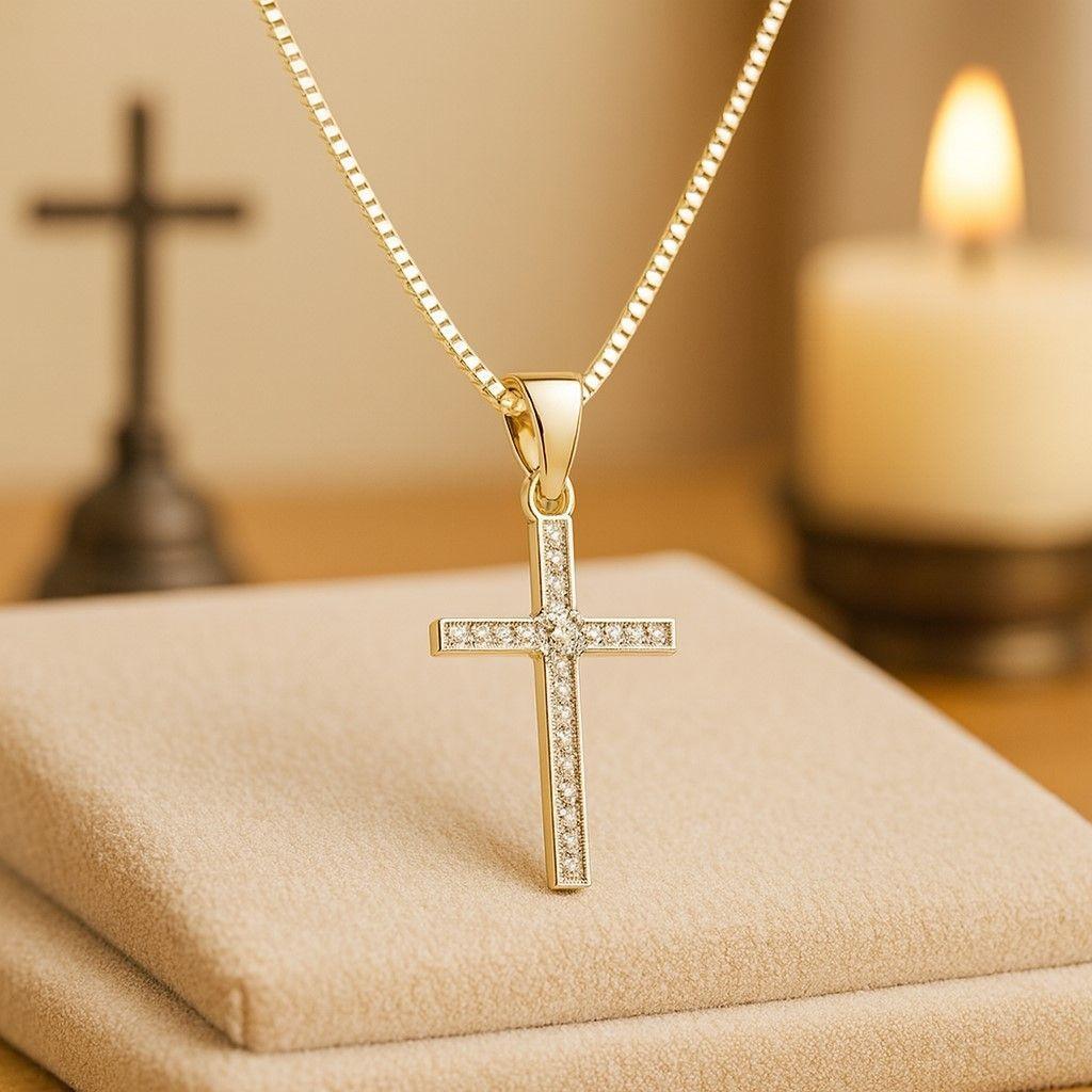 Collar Cruz Circón Brillante en Plata 925 -2