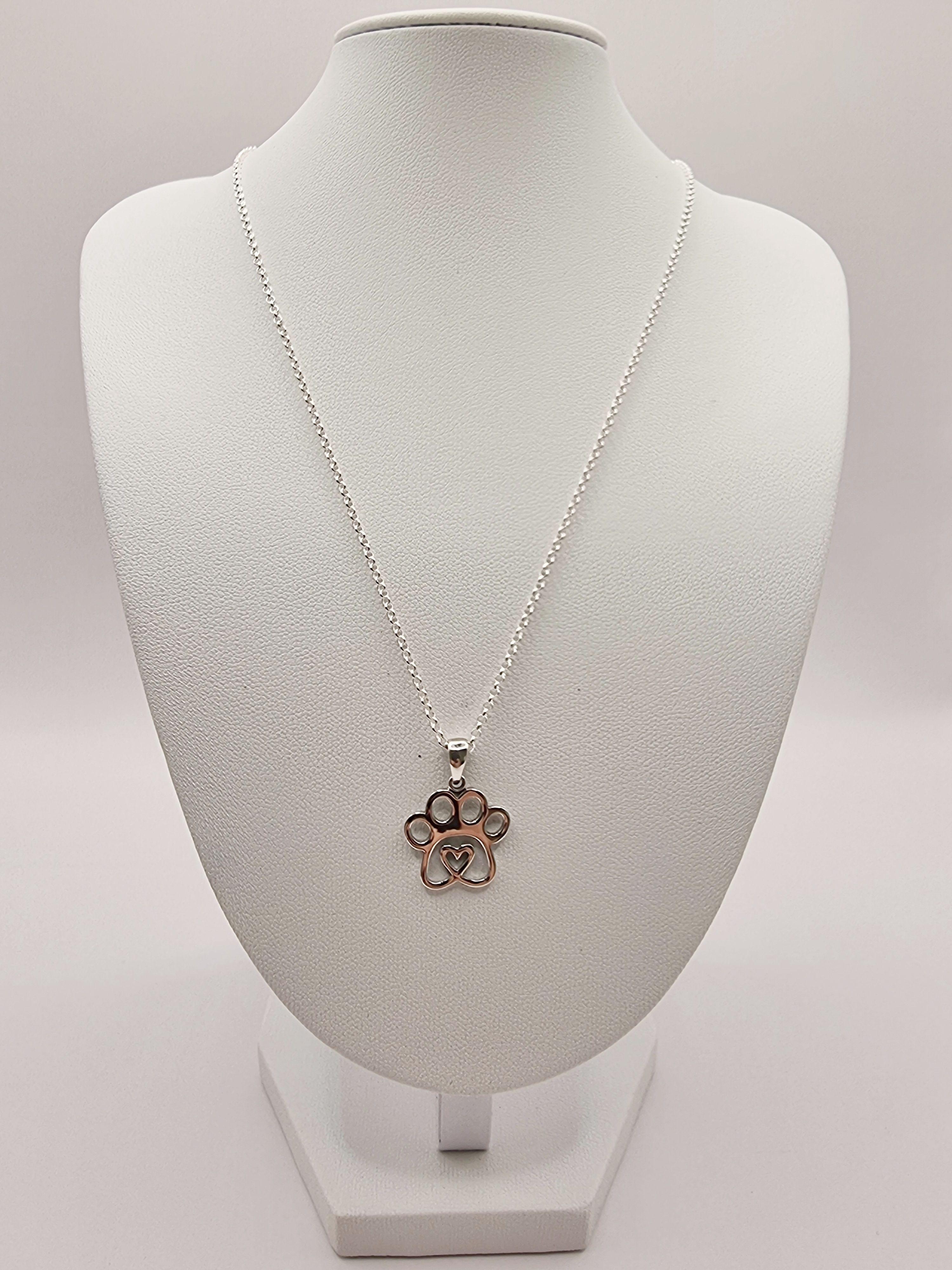 Collar con Colgante de Patita y Corazón en Plata 925 -2