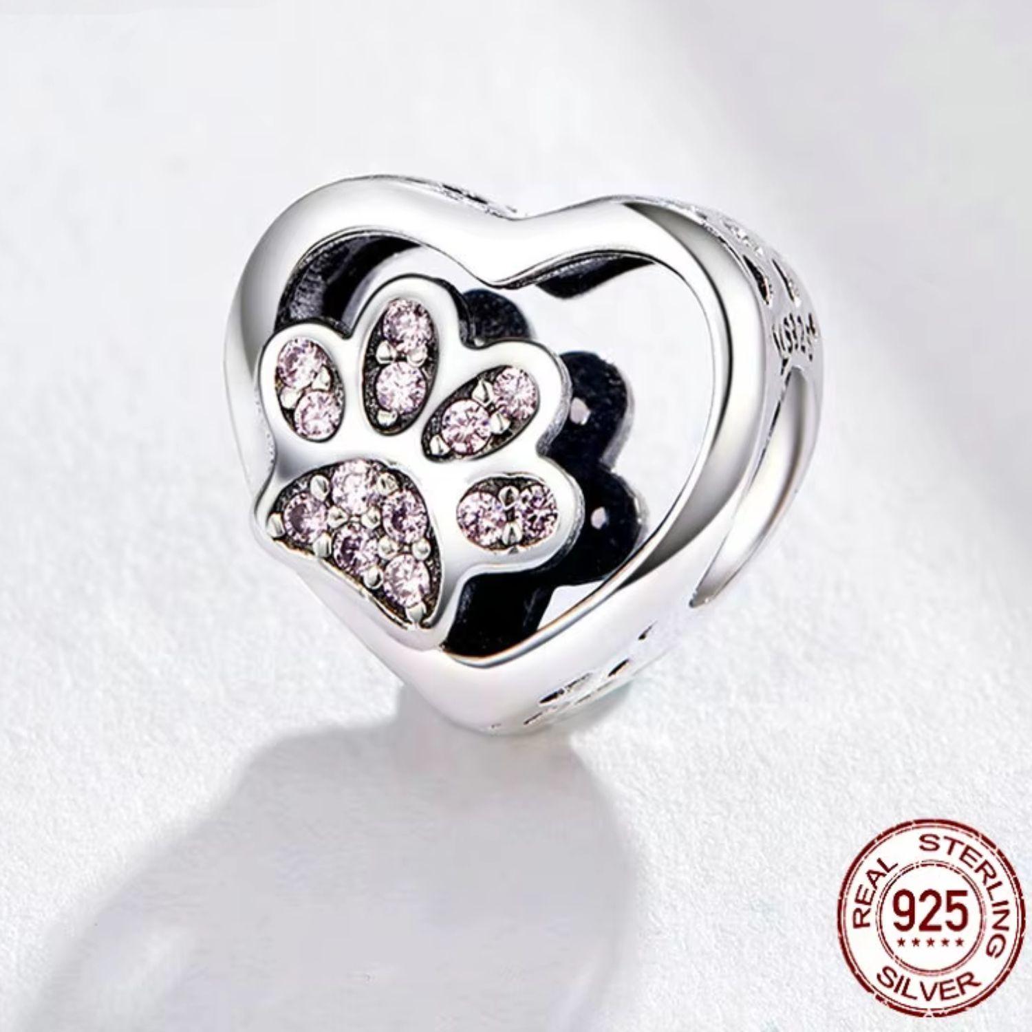Charm Rosa Huella Perrito en Plata 925 -3