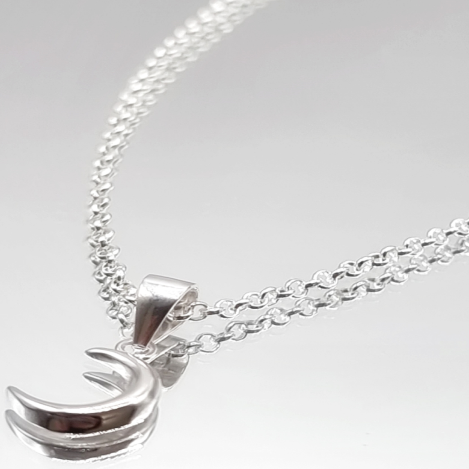 Conjunto Collar y Aros Media Luna en Plata 925 -2