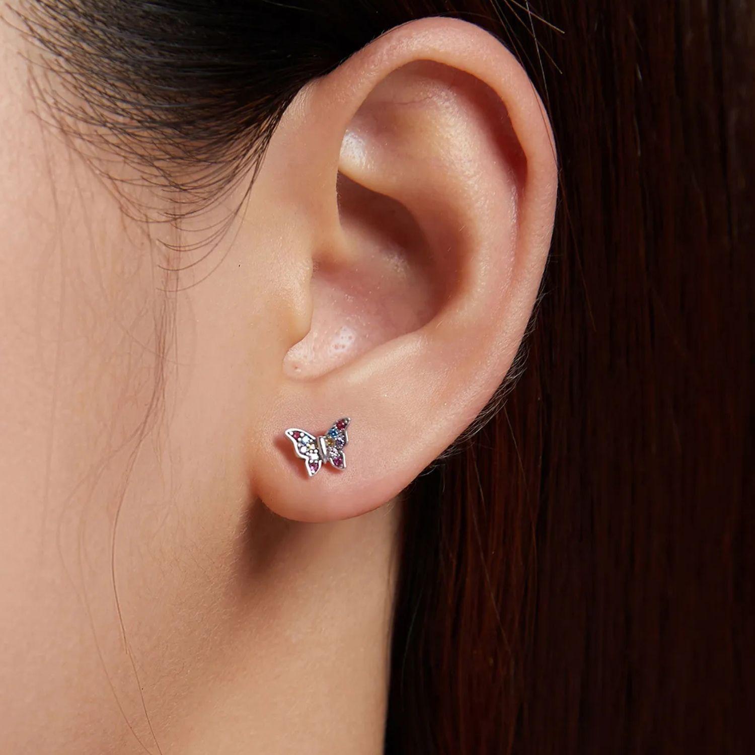 Aros en Plata 925 con Diseño de Mariposa-4