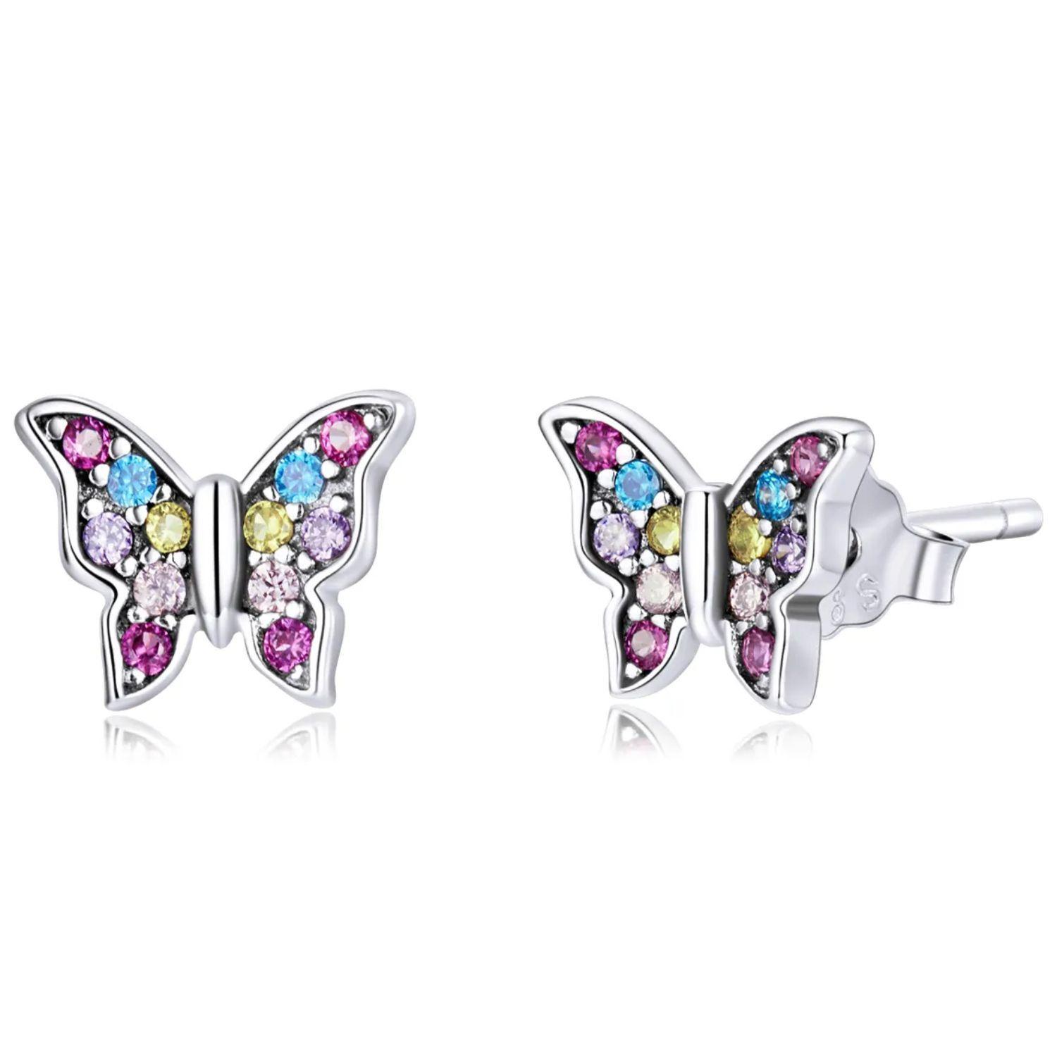 Aros en Plata 925 con Diseño de Mariposa-0