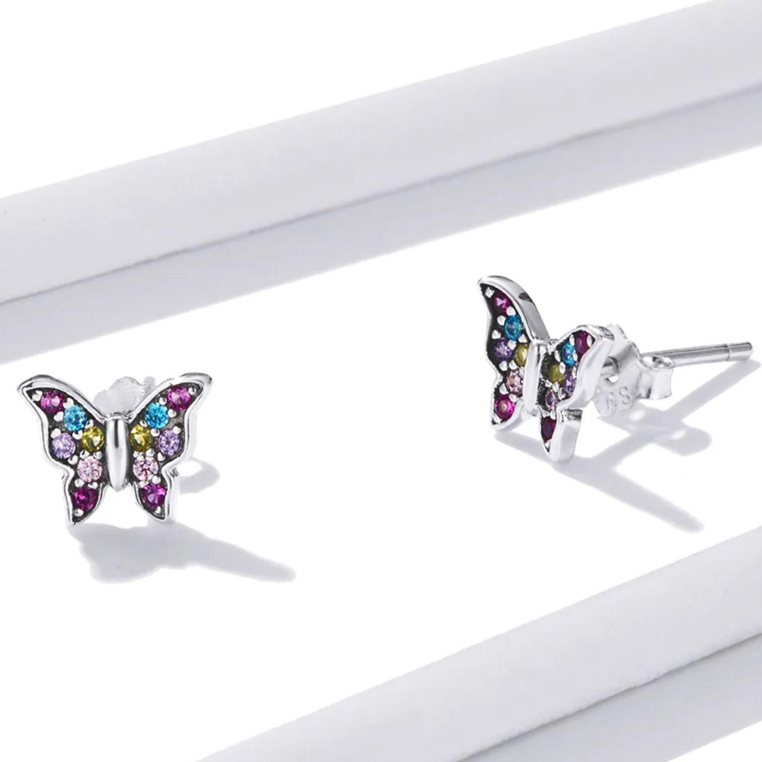 Aros en Plata 925 con Diseño de Mariposa-1