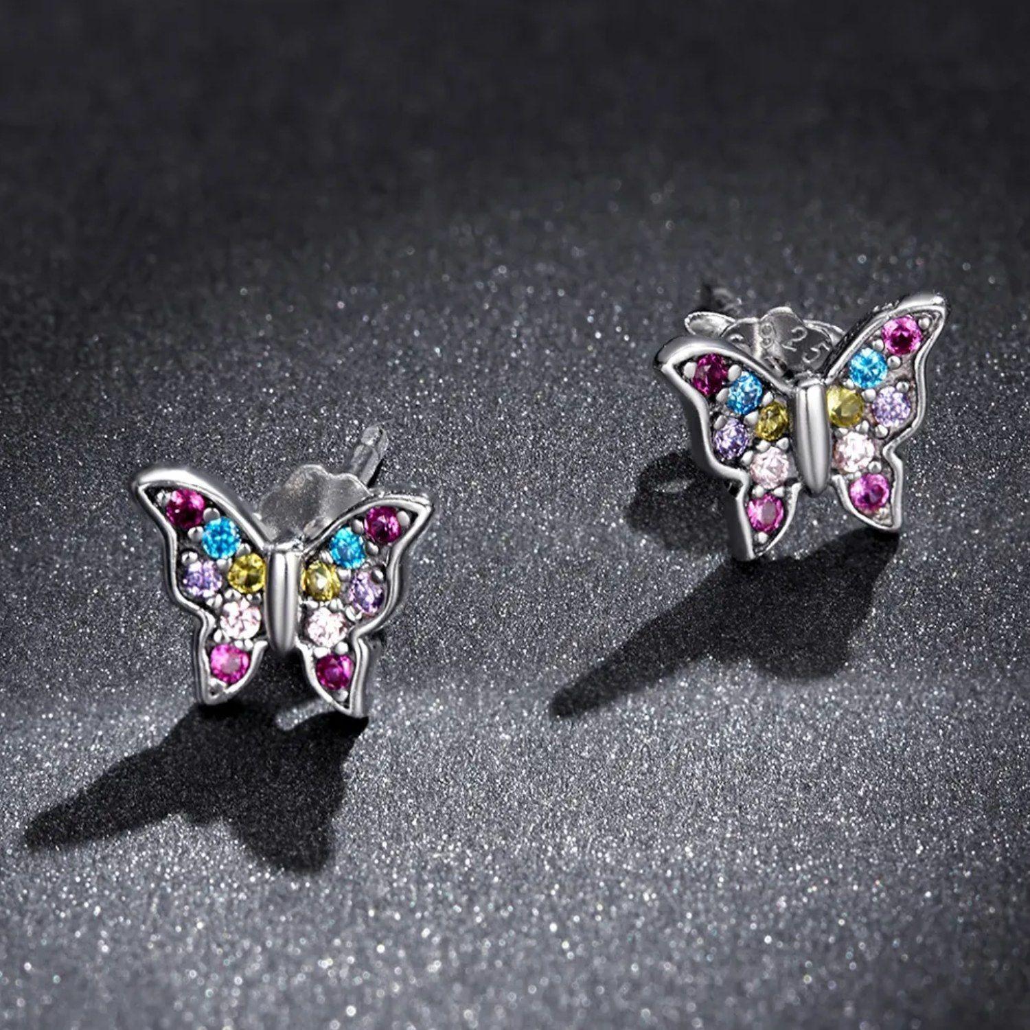 Aros en Plata 925 con Diseño de Mariposa-3