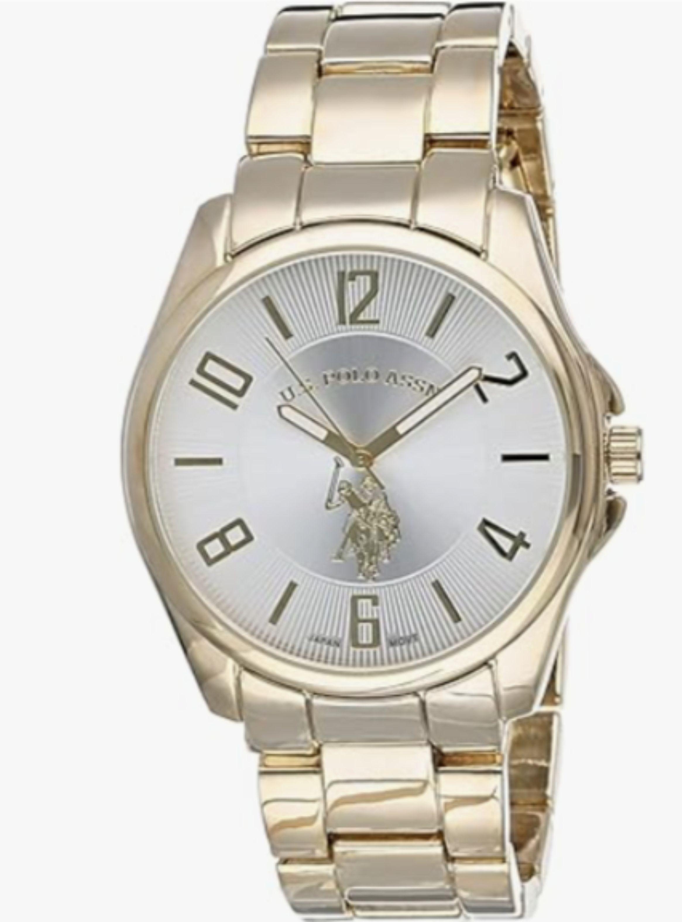 Reloj U S Polo Assn Hombre Acero Inoxidable Dorado Esfera Plateada-2