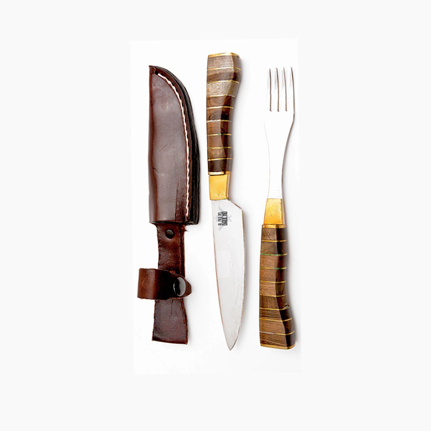 Cuchillo Tenedor Parrillero Anillado Artesanal-2