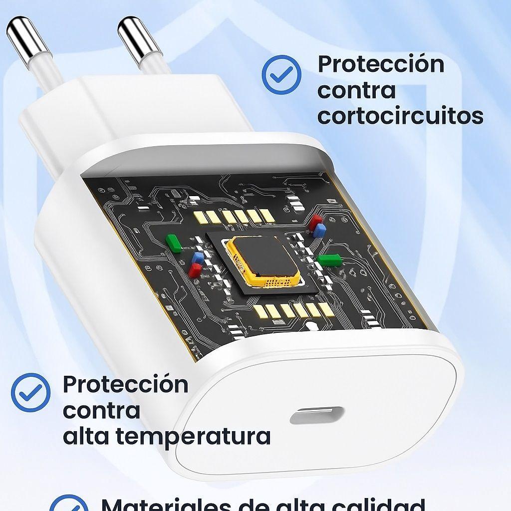 Cargador para iPhone o iPad Adaptador USB-C 20W + Cable Lightning-3
