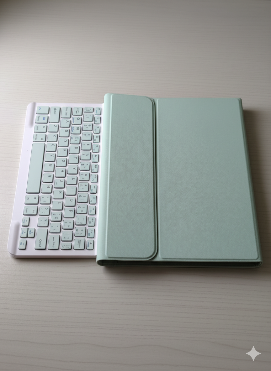 Para IPAD 10.2 Funda Verde claro Con teclado Magnético-2