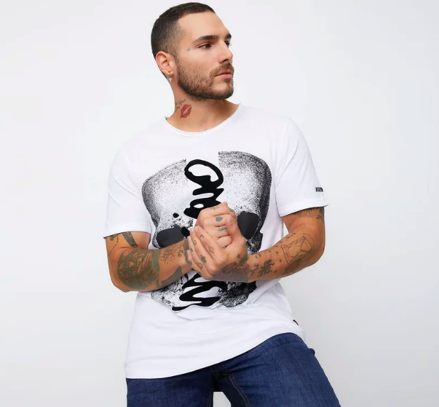 Polera Larga Mossimo Skull 4 Hombre Manga Corta-1