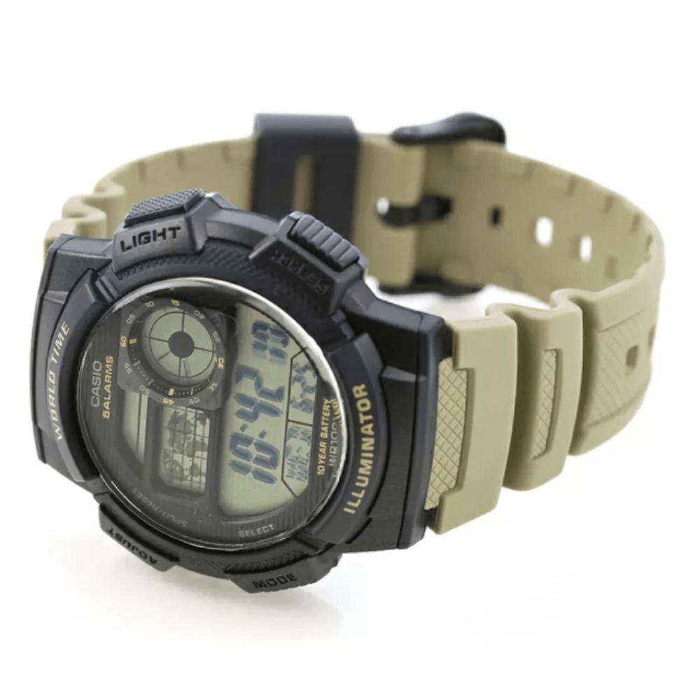 RELOJ CASIO AE-1000W-5AV WORLD TIME NEGRO/CAFE HOMBRE-2