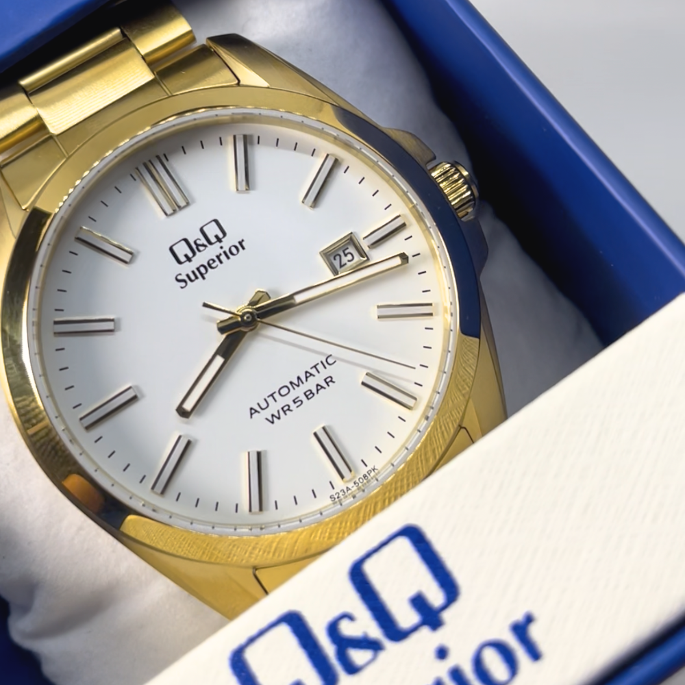 RELOJ Q&Q S23A-508PK AUTOMATICO DORADO HOMBRE 50 ANIVERSARIO -3