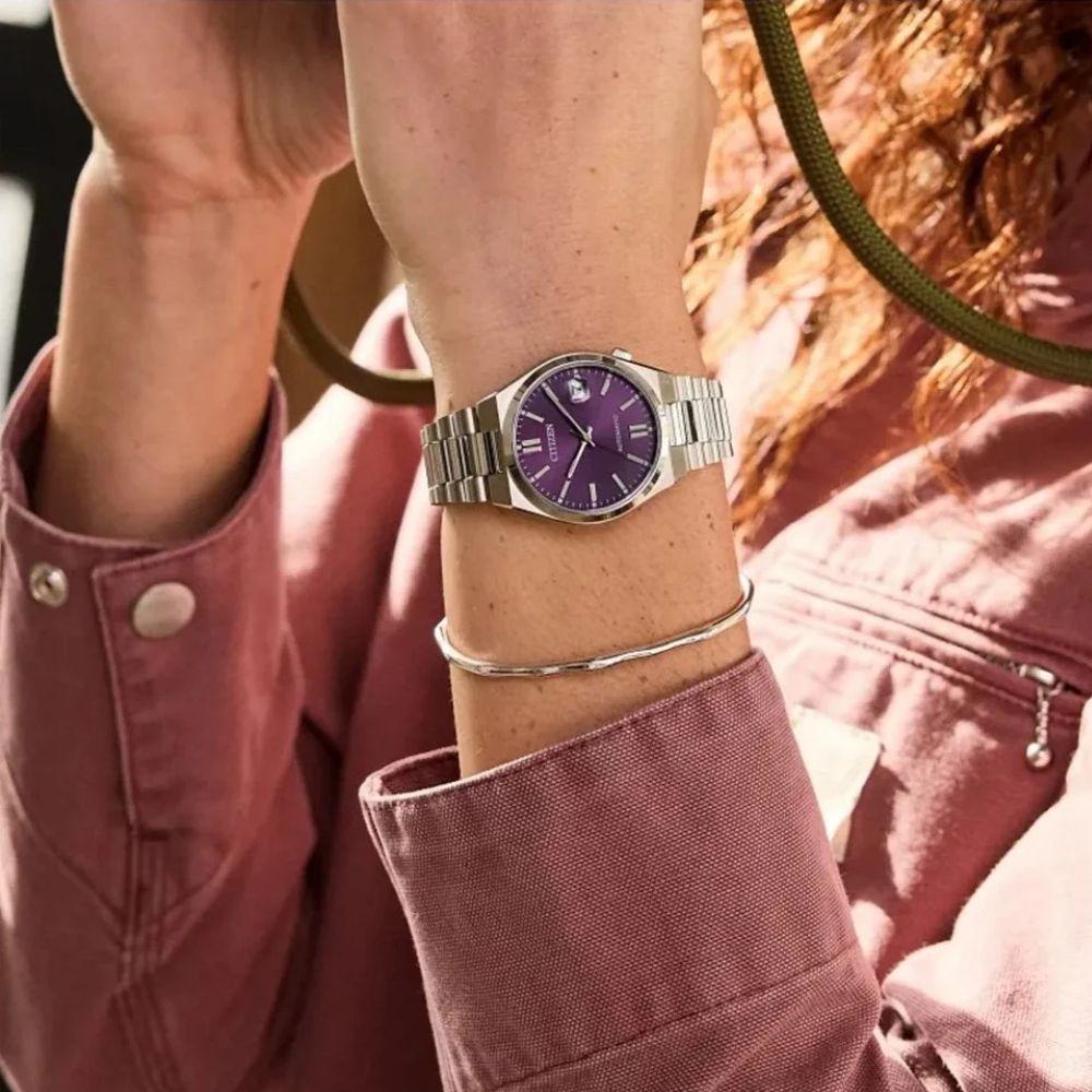 Reloj Citizen Tsuyosa NJ0200-50W Acero Plateado Automático Morado Unisex-2