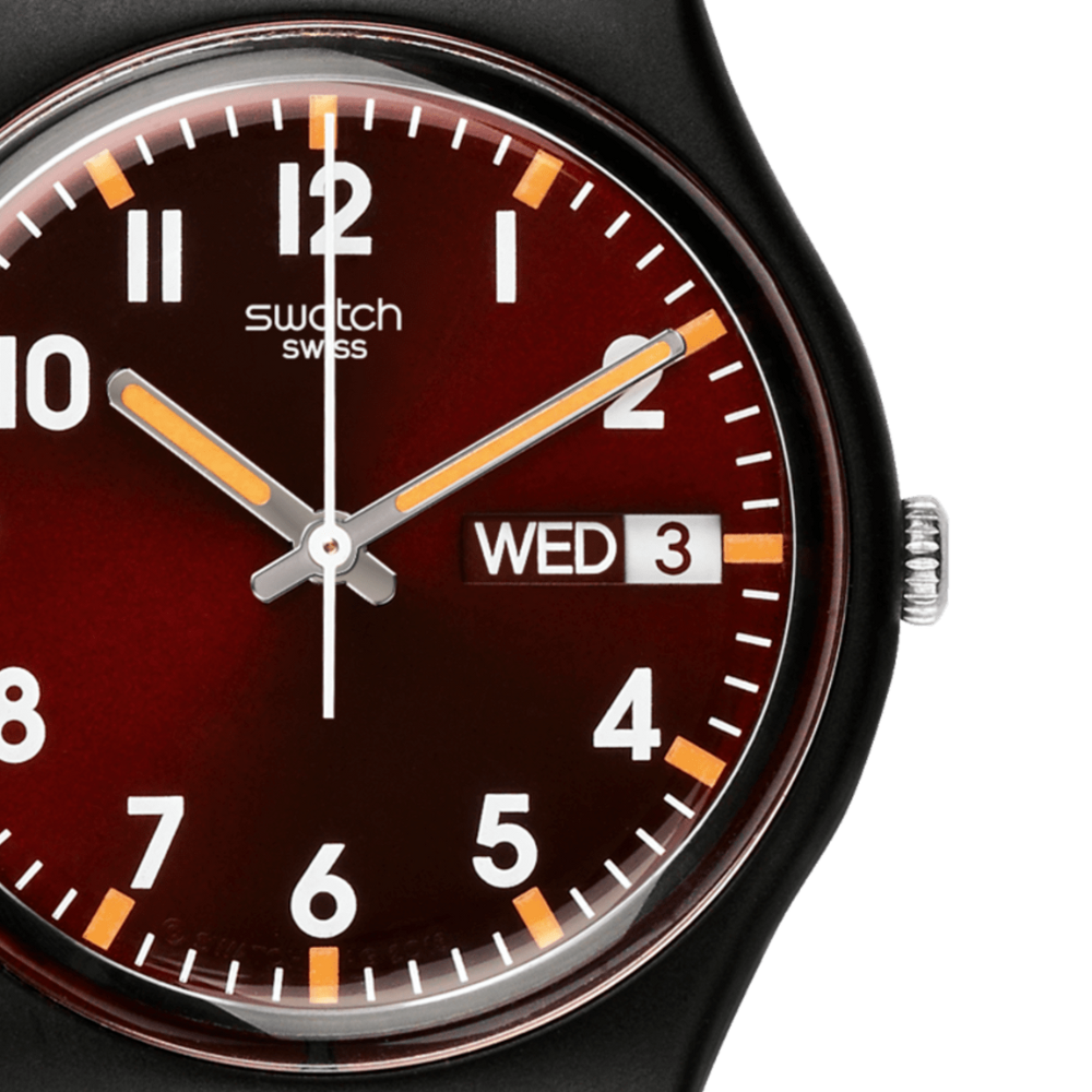  RELOJ SWATCH SIR RED GB753 NEGRO UNISEX DIAL ROJO-3