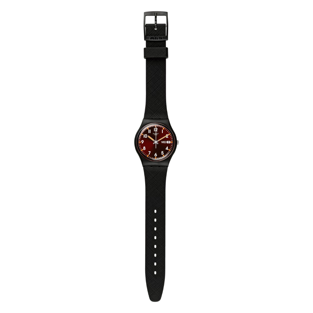  RELOJ SWATCH SIR RED GB753 NEGRO UNISEX DIAL ROJO-4