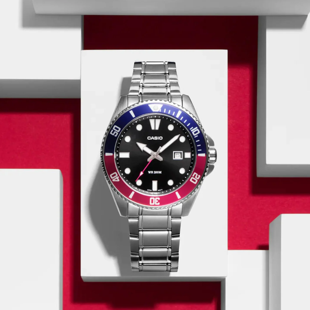 RELOJ CASIO MARLIN MDV-106DD-1A2VCF PLATEADO PEPSI-2