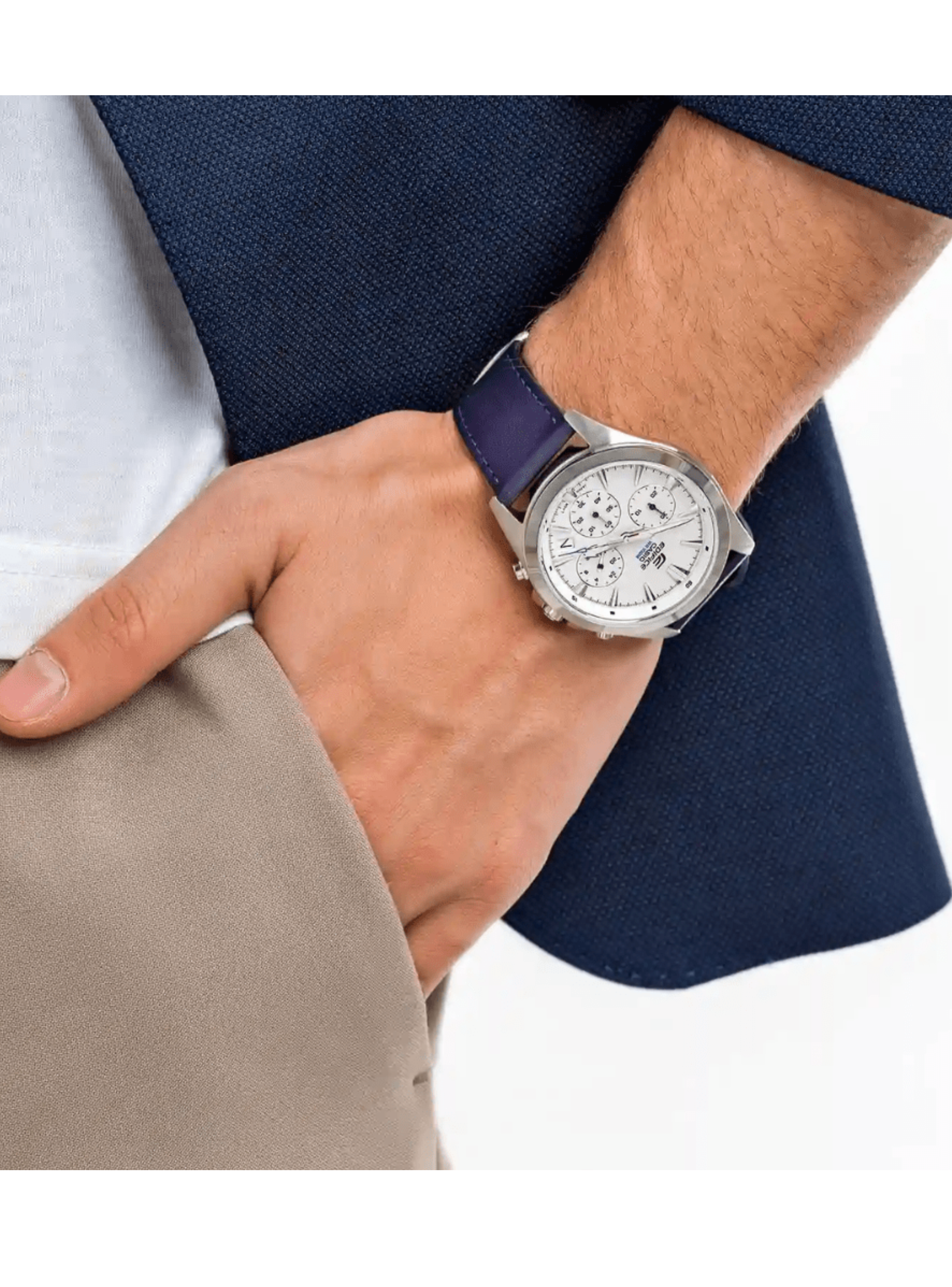 RELOJ CASIO EDIFICE EFV-630L-7AVUDF HOMBRE PLATEADO CORREA AZUL -1