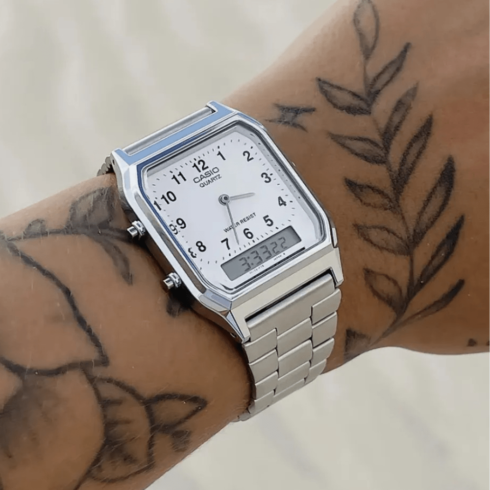 RELOJ CASIO AQ-230A-7BMQ PLATEADO ANALOGO DIGITAL UNISEX-2