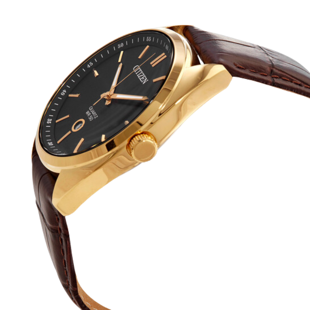 RELOJ CITIZEN BI5092-03E HOMBRE QUARTZ DORADO DIAL NEGRO CORREA CAFE-3