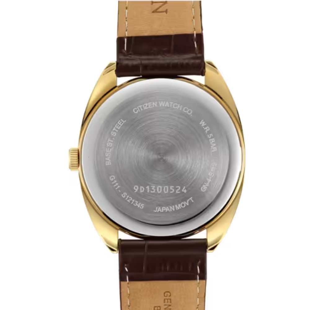 RELOJ CITIZEN BI5092-03E HOMBRE QUARTZ DORADO DIAL NEGRO CORREA CAFE-4