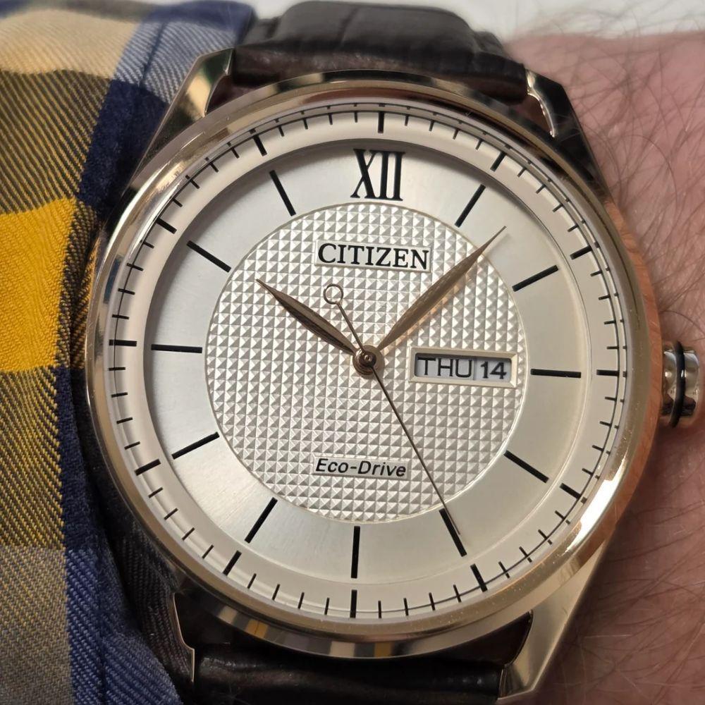 Reloj Citizen Eco-Drive AW0082-01A Oro Rosa Acero Cuero Hombre-2