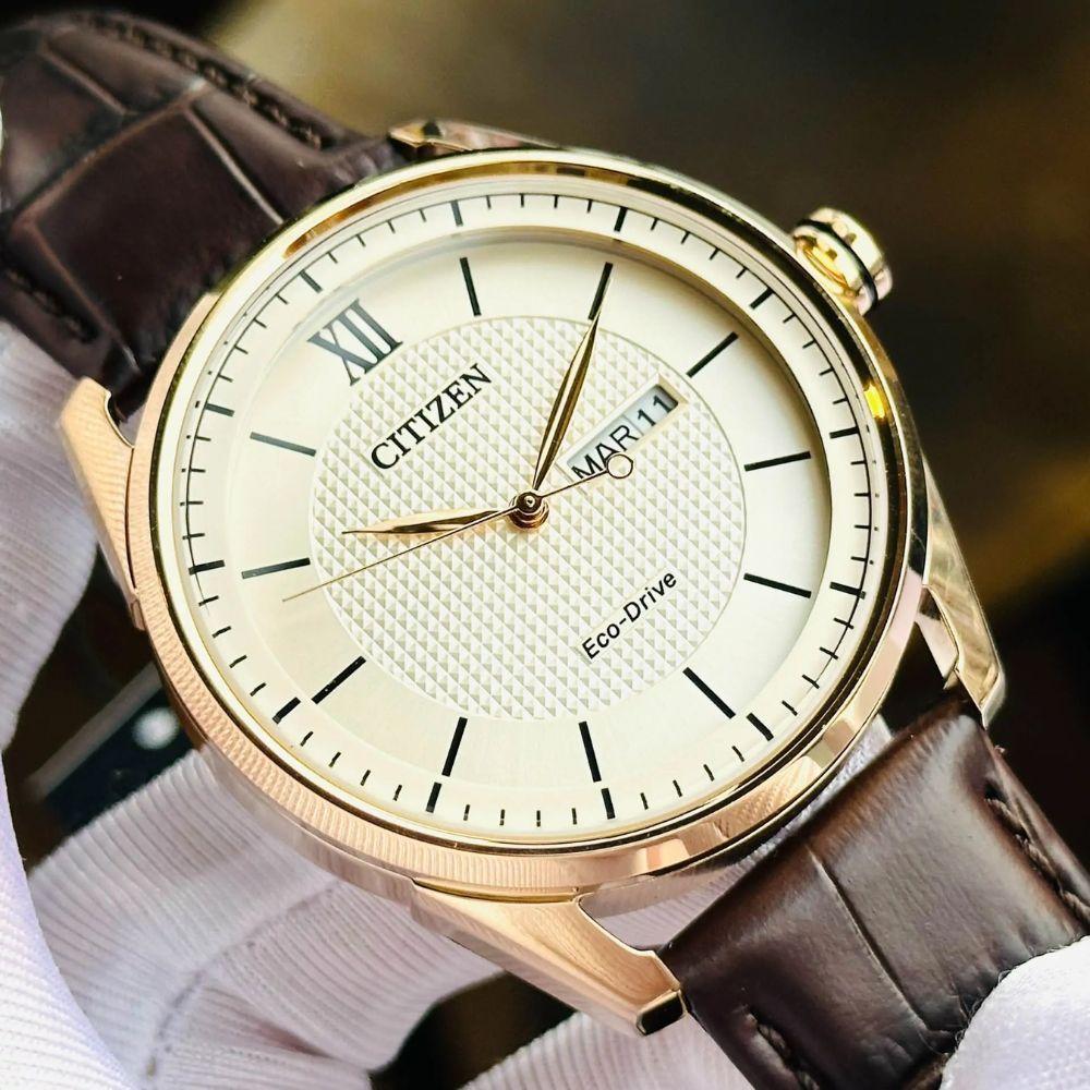Reloj Citizen Eco-Drive AW0082-01A Oro Rosa Acero Cuero Hombre-4
