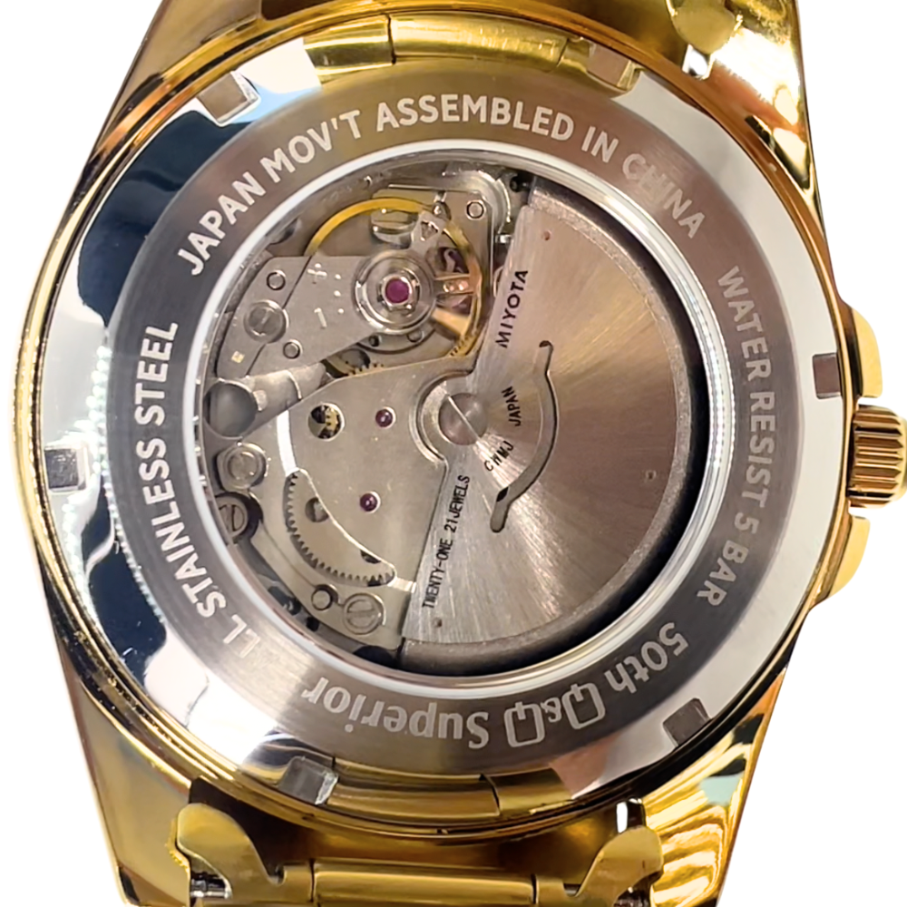RELOJ Q&Q S23A-510PK AUTOMATICO DORADO HOMBRE 50 ANIVERSARIO -2