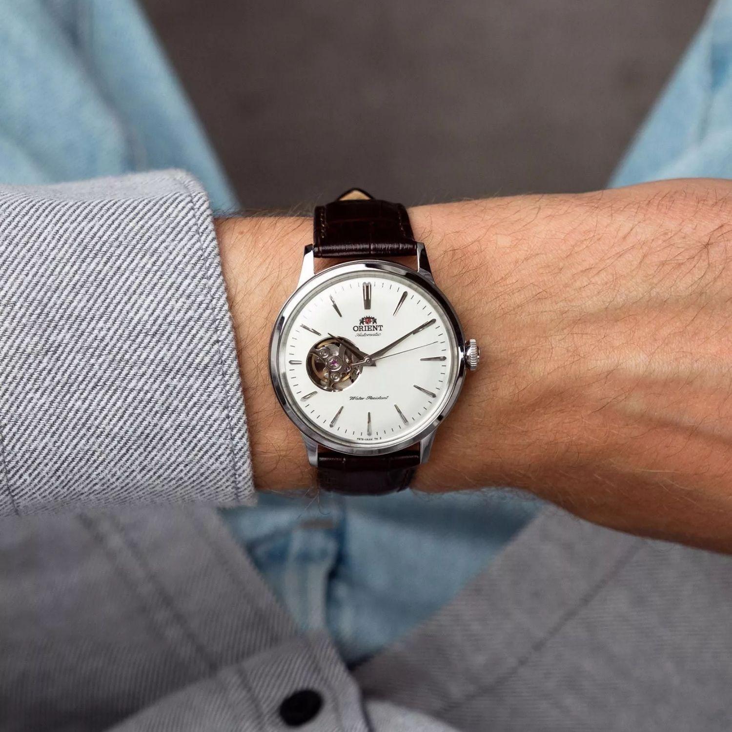Reloj Orient Bambino RA-AG0002S30B Open Heart Automático Clásico Plateado Hombre-3