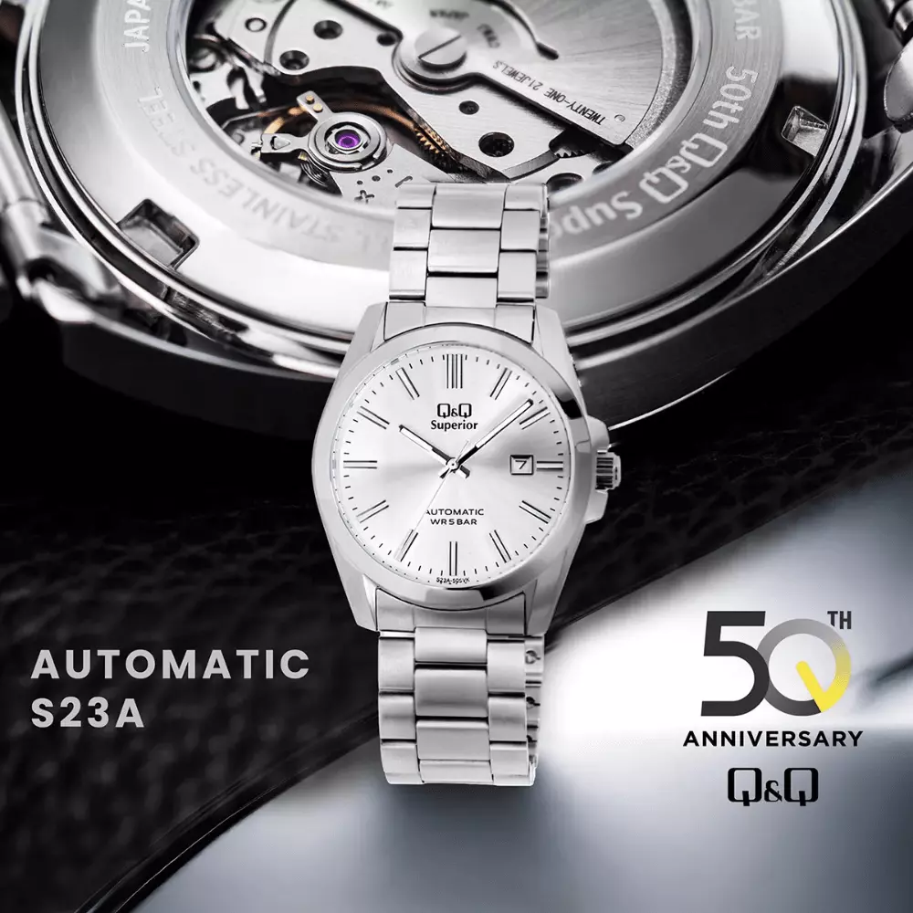 RELOJ Q&Q S23A-505VK 50 ANIVERSARIO Q&Q AUTOMÁTICO HOMBRE PLATEADO -2
