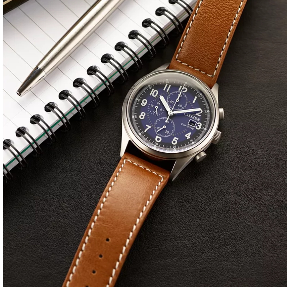 RELOJ CITIZEN CA0621-05L ECO-DRIVE PLATEADO AZUL CAFE HOMBRE-2
