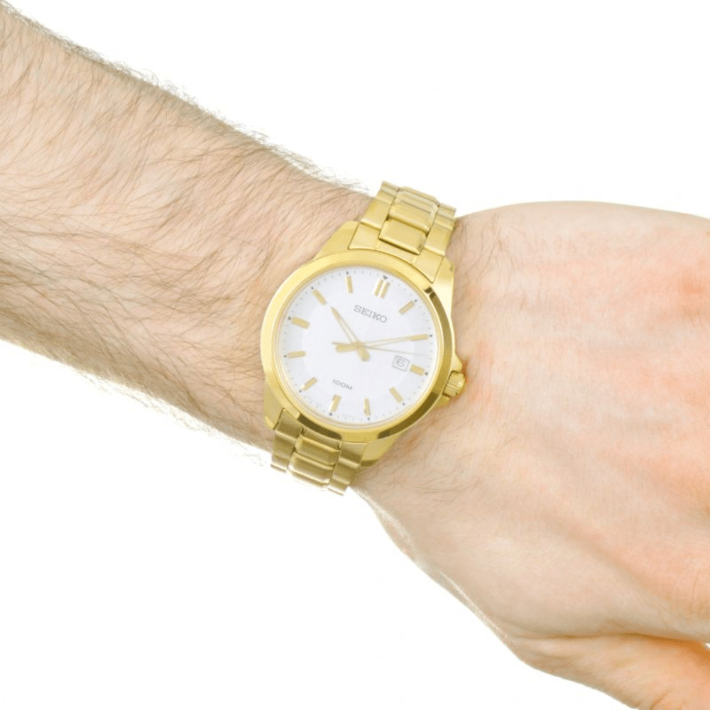 RELOJ SEIKO SUR248P1 DORADO QUARTZ HOMBRE DIAL BLANCO-3