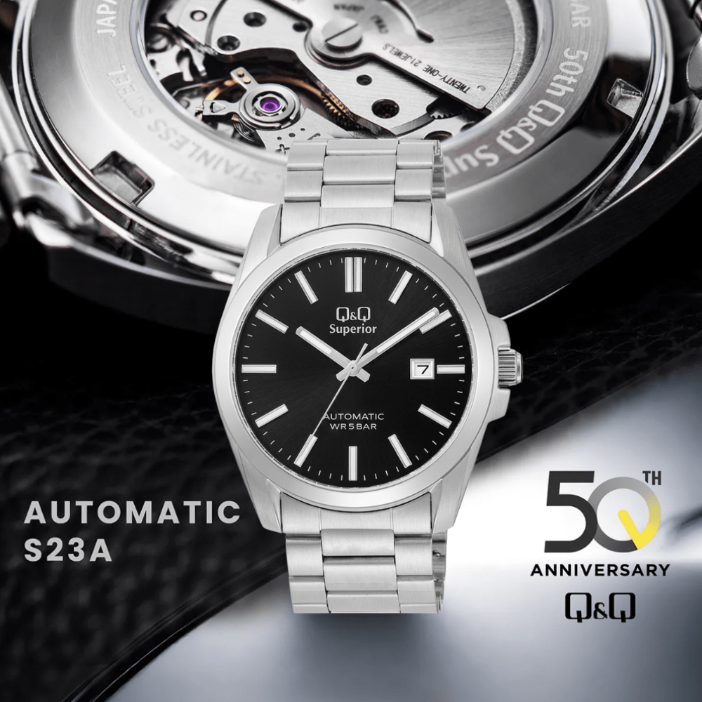 RELOJ Q&Q S23A-506VK 50 ANIVERSARIO Q&Q AUTOMÁTICO PLATEADO HOMBRE-4