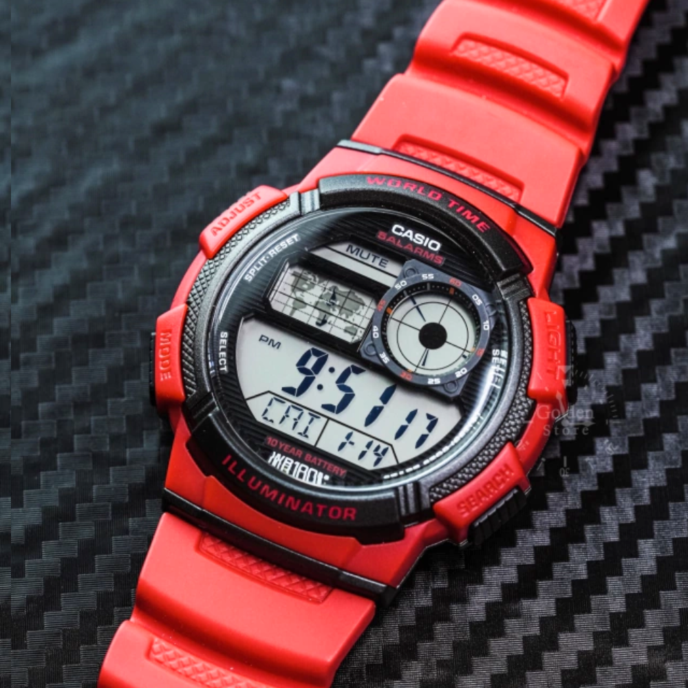 RELOJ CASIO AE-1000W-4AVDF WORLD TIME ROJO HOMBRE-2