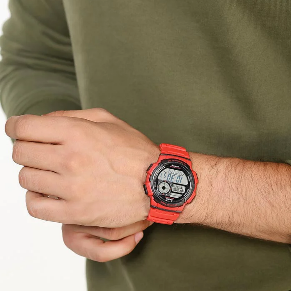 RELOJ CASIO AE-1000W-4AVDF WORLD TIME ROJO HOMBRE-3
