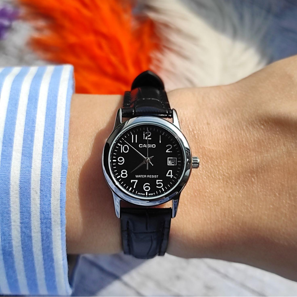 RELOJ CASIO LTP-V002L-1BUDF PLATEADO NEGRO MUJER-1