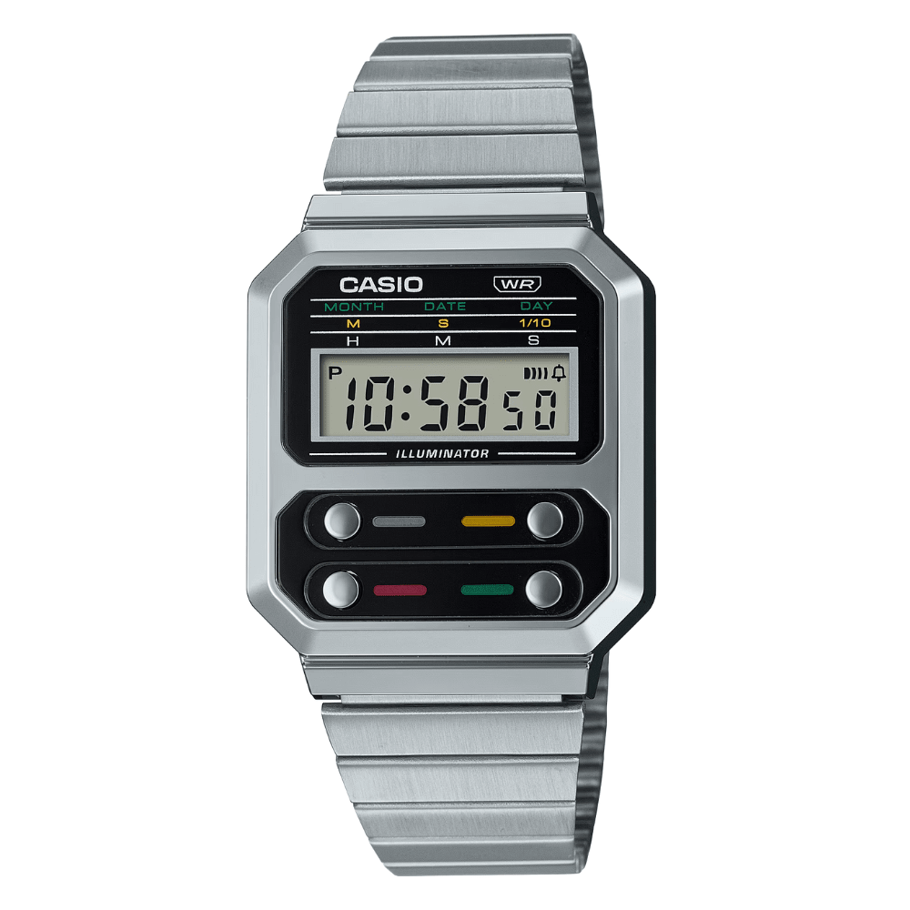 Reloj Casio Vintage A100WE-1ADF Digital Plateado Retro Unisex-0