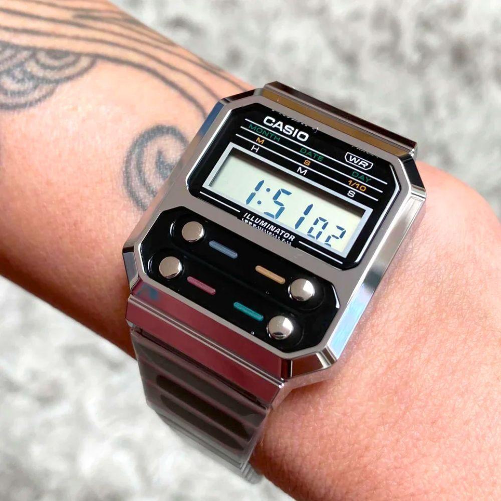 Reloj Casio Vintage A100WE-1ADF Digital Plateado Retro Unisex-1