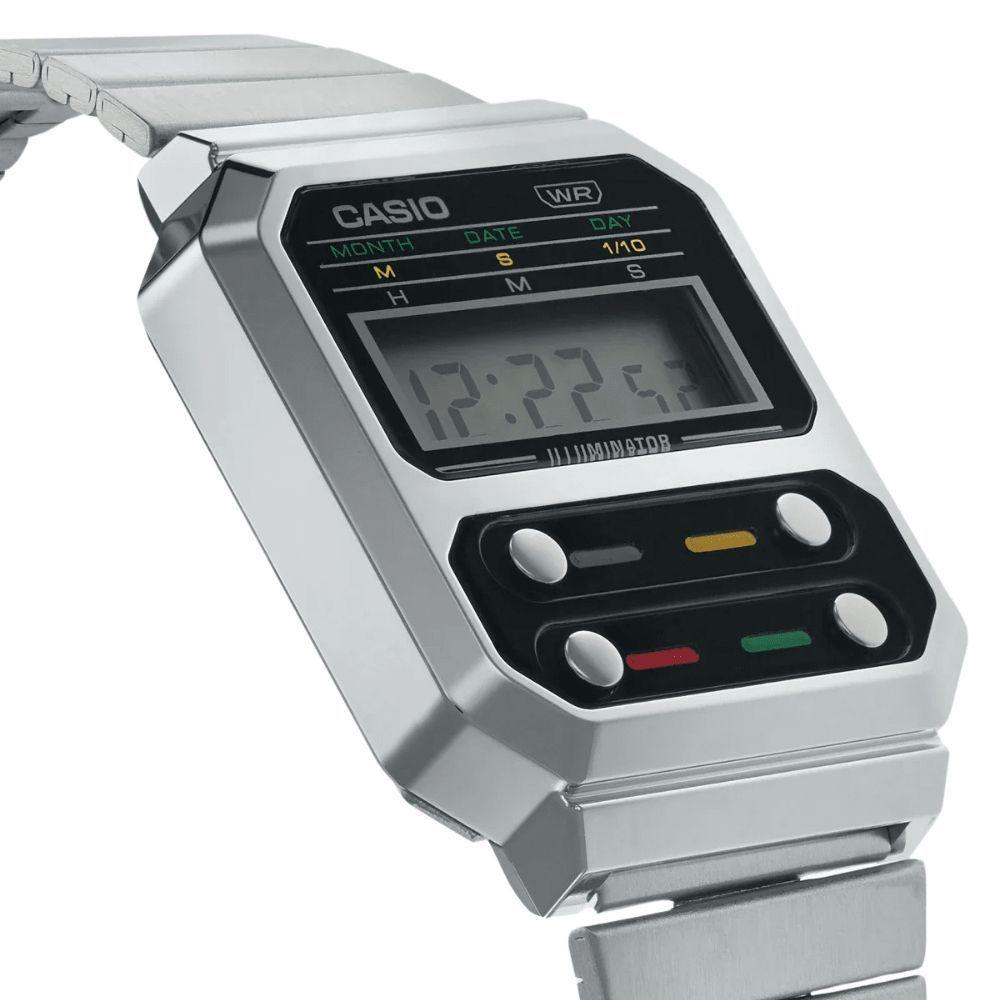 Reloj Casio Vintage A100WE-1ADF Digital Plateado Retro Unisex-5
