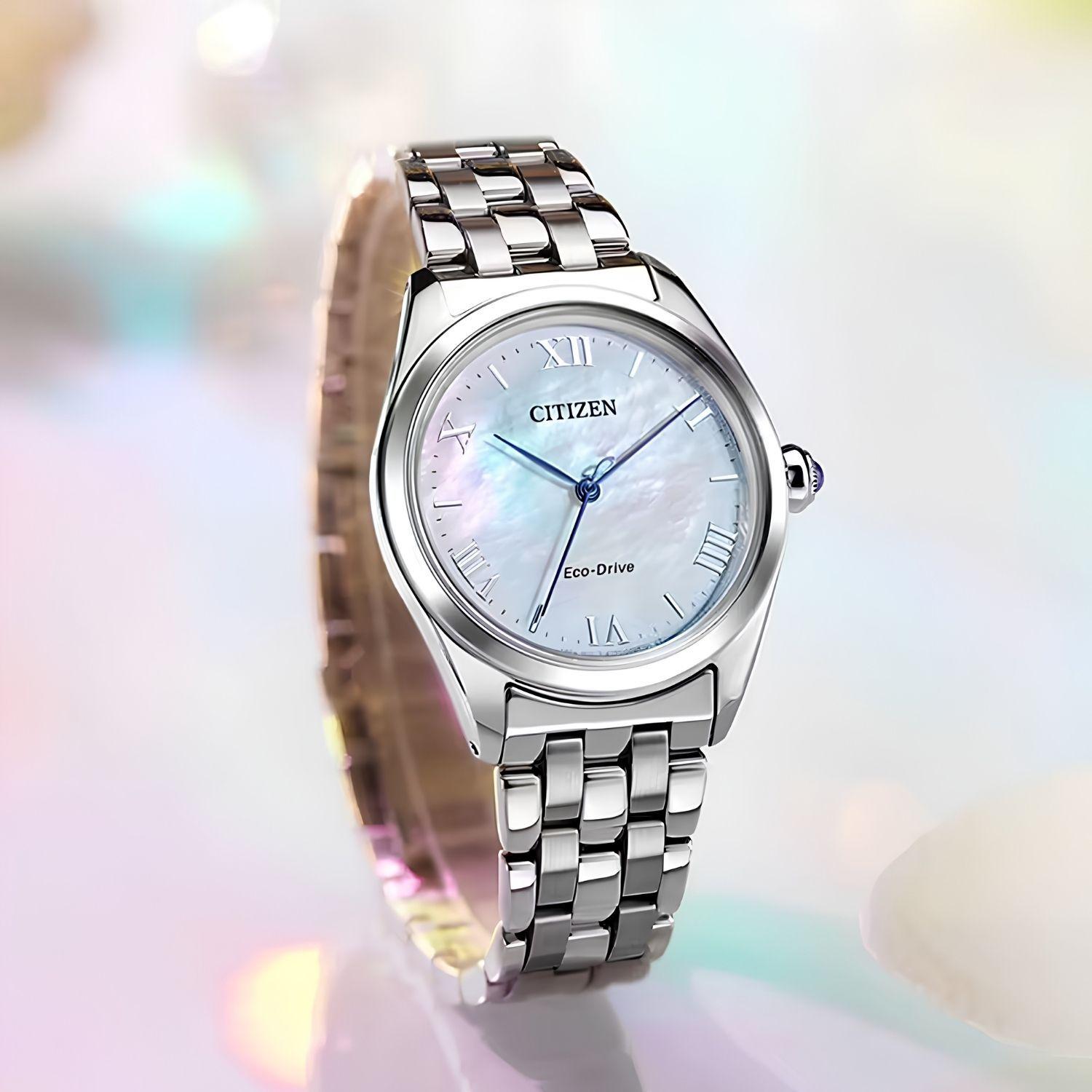 Reloj Citizen Eco-Drive EM1140-80D Plateado Nácar Acero Mujer-3