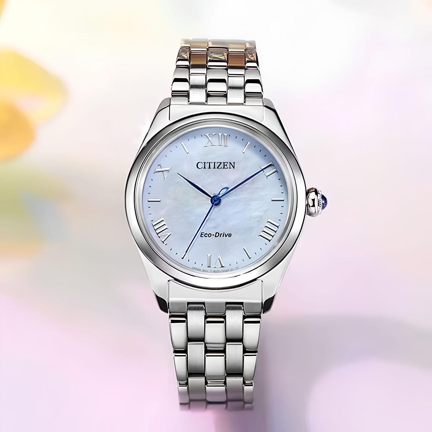 Reloj Citizen Eco-Drive EM1140-80D Plateado Nácar Acero Mujer-4